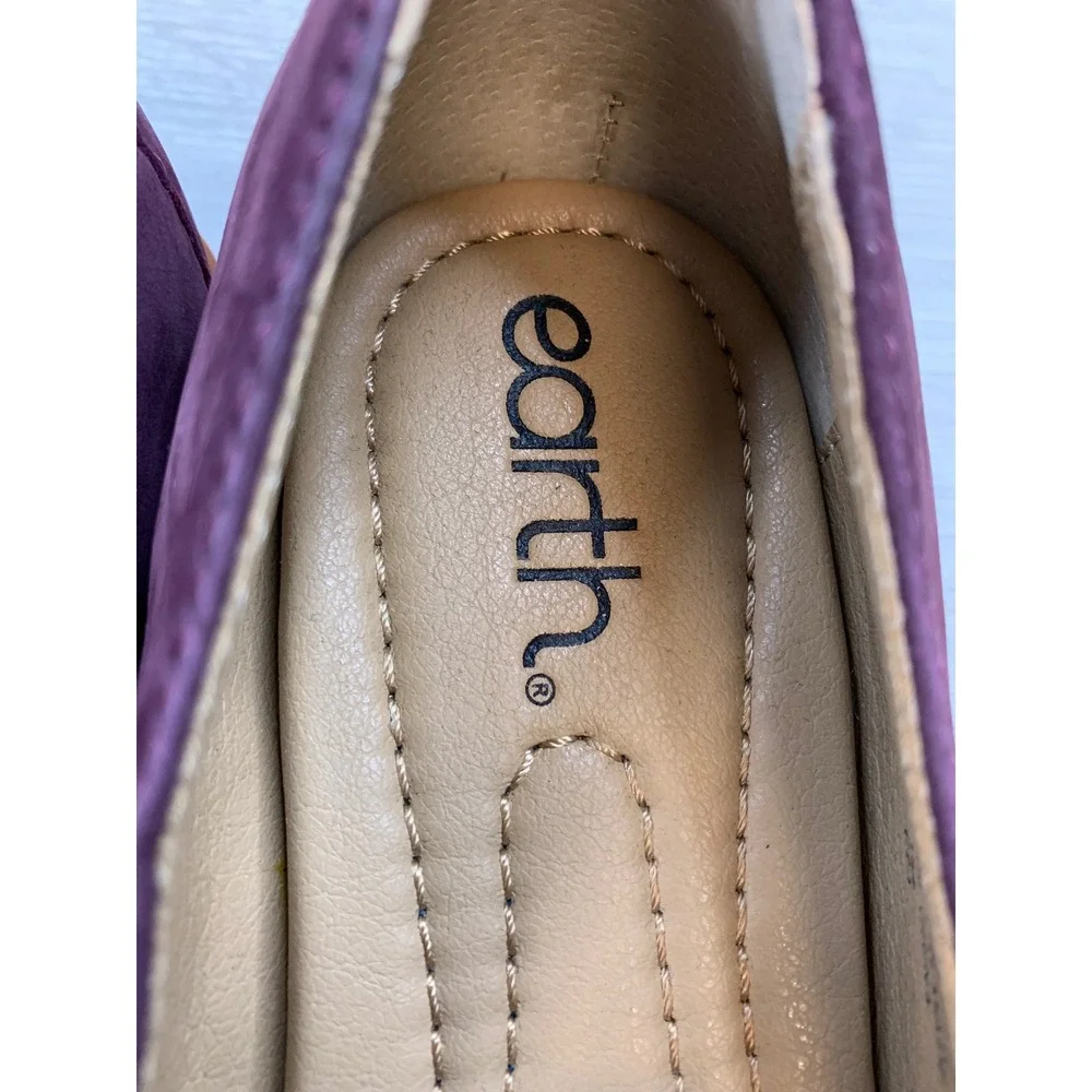 Earth Etedie Burgundy Leather Braided Loafers Women's 7M Purple Slip On Shoes